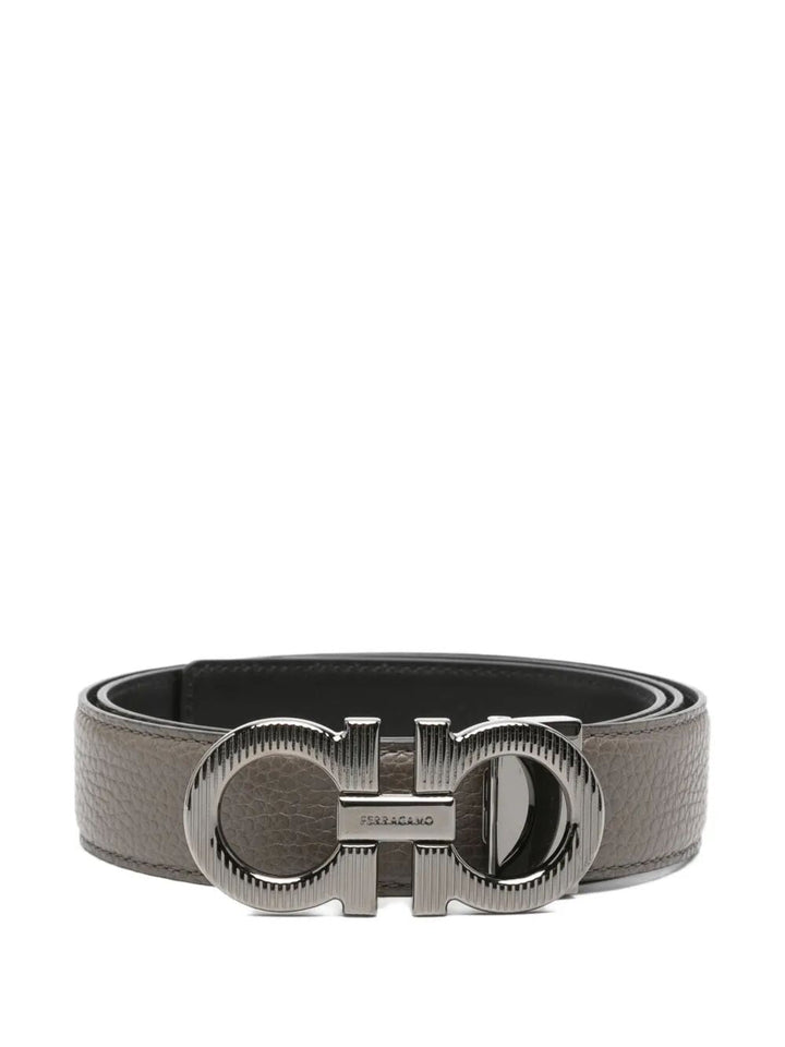 Ferragamo Men Knurled Buckle Two-Tone Reversible Gancini Belt