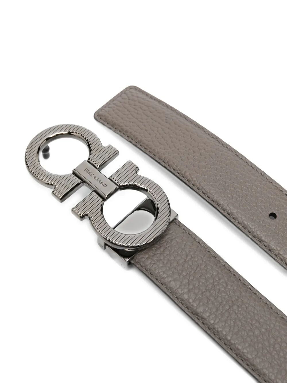 Ferragamo Men Knurled Buckle Two-Tone Reversible Gancini Belt