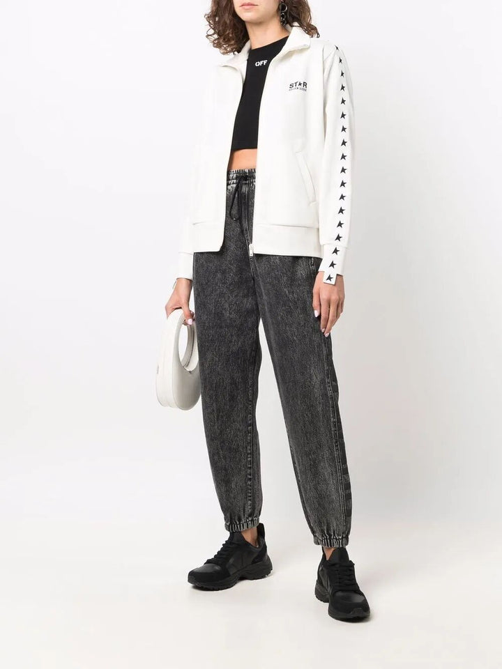 Golden Goose Women Zipped Sweatshirt With Grosgrain Strip And Stars