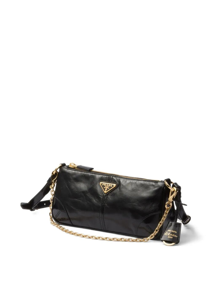 Prada Women Prada Re-Edition 2002 Medium Shiny Finish Leather Shoulder Bag