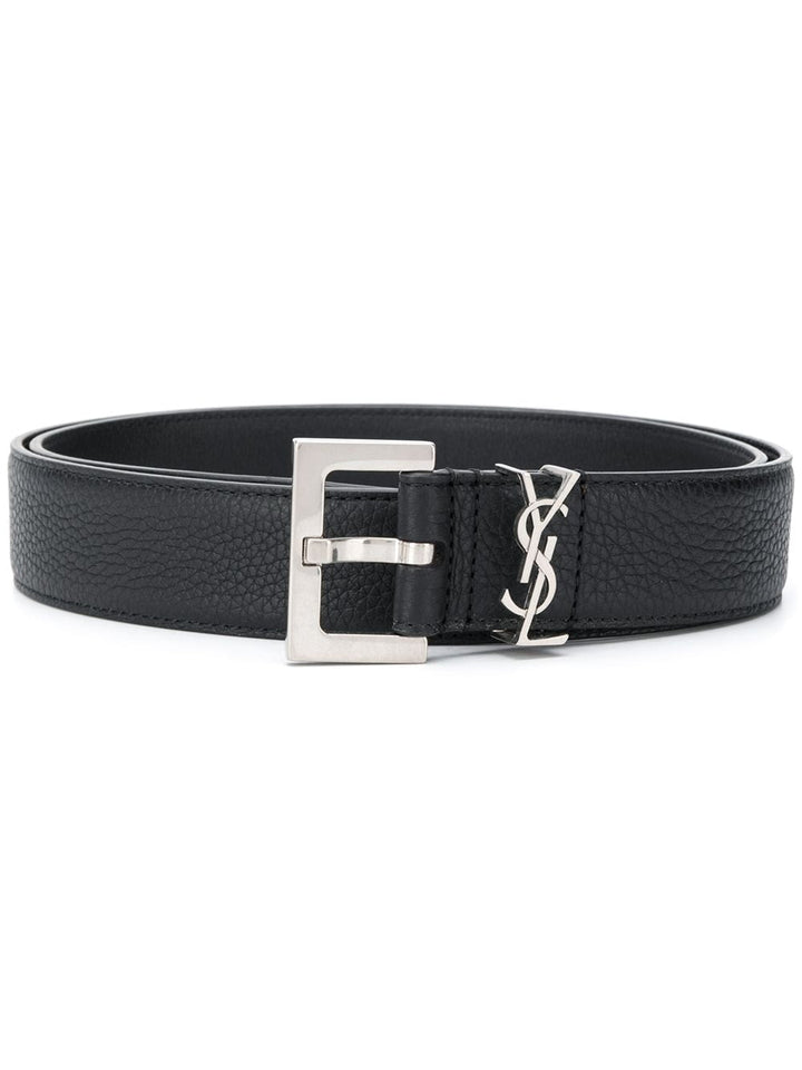 Saint Laurent Men Grained Leather Cassandre Belt