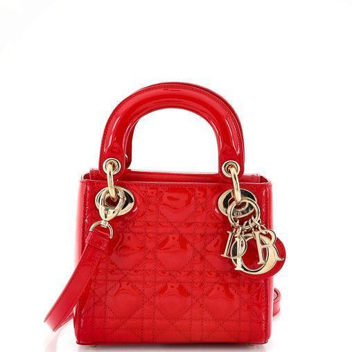 Christian Dior Lady Dior Bag Cannage Quilt Patent Mini