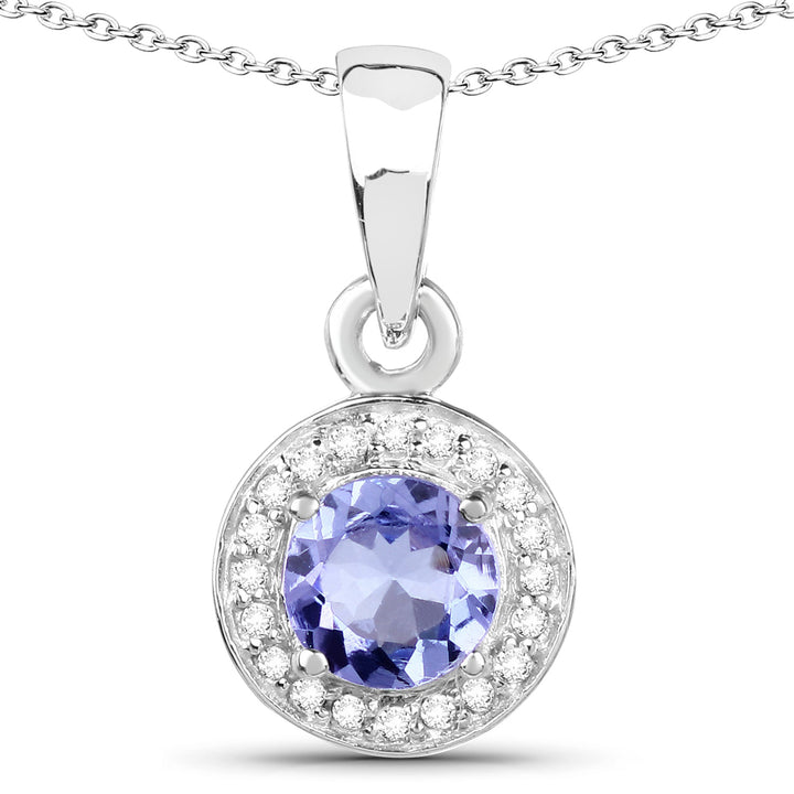 3.22 Carat Genuine Tanzanite &amp; White Topaz .925 Sterling Silver Ring
