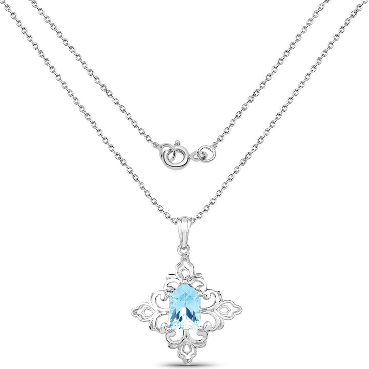 6.10 Carat Genuine Swiss Blue Topaz .925 Sterling Silver Pendant