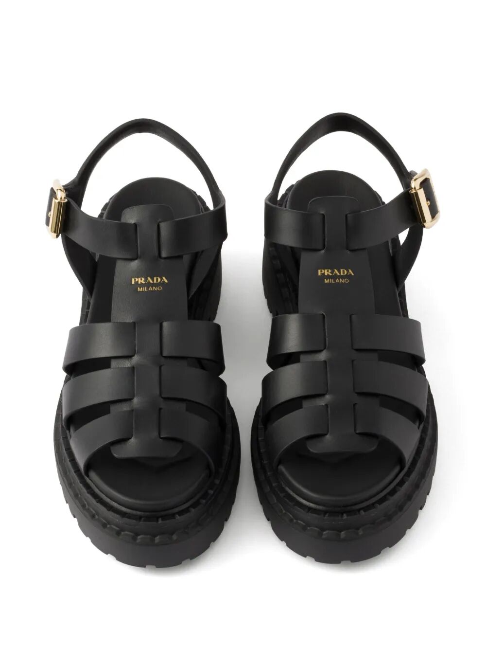Prada Women Fisherman`S Leather Flatform Sandals