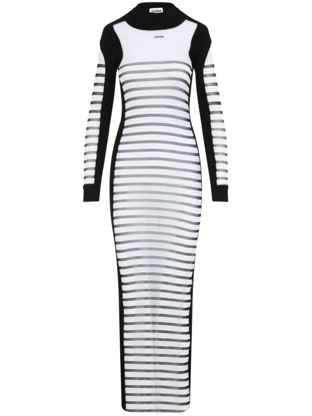 Black and white striped dress on a white background