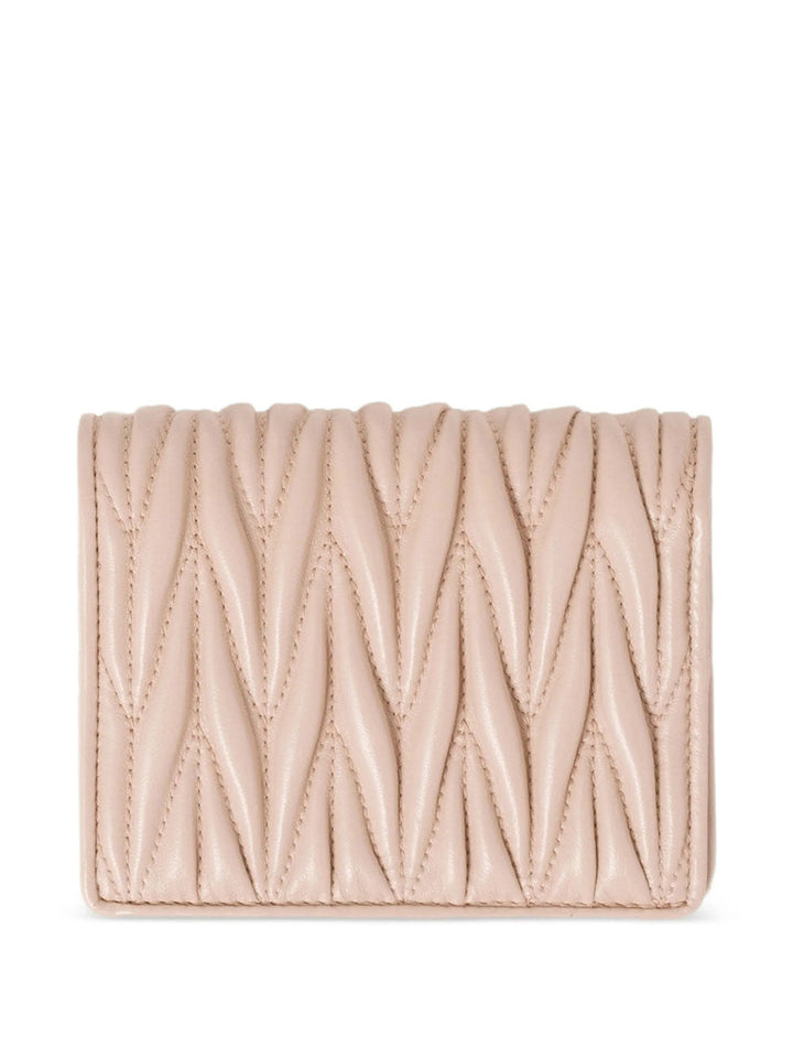 Miu Miu Women Small Matelassé Nappa Leather Wallet With Snap Closure