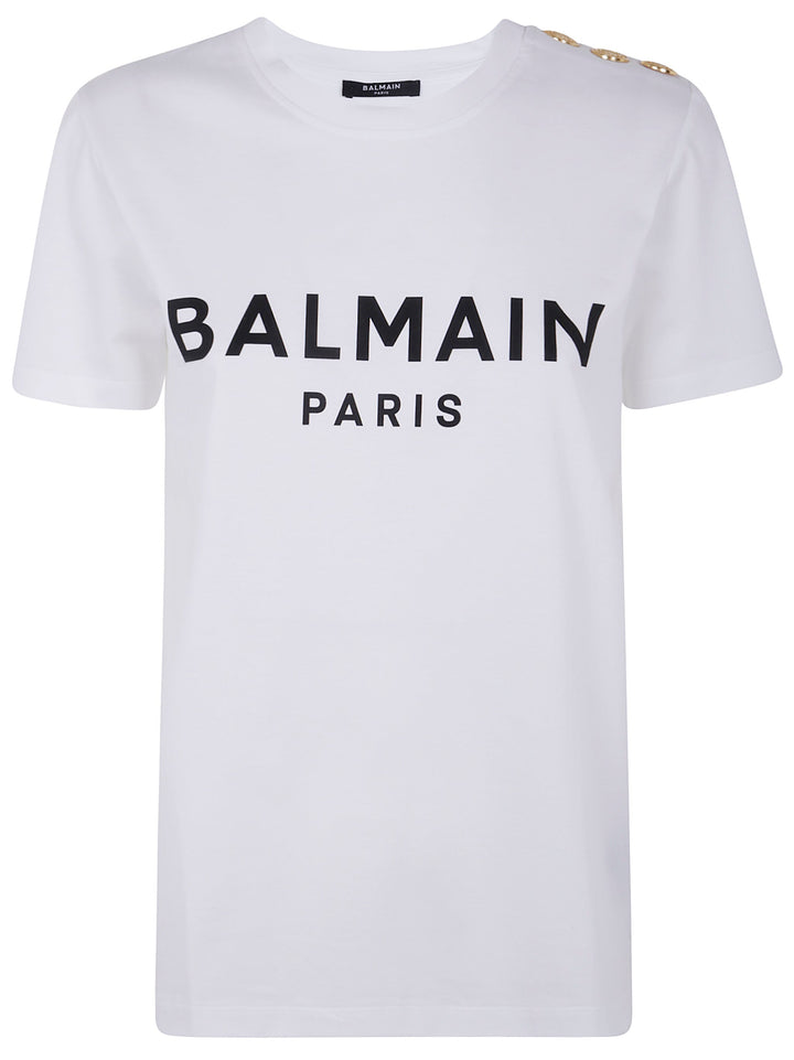 Balmain Women 3 Buttons Balmain Printed T-Shirt