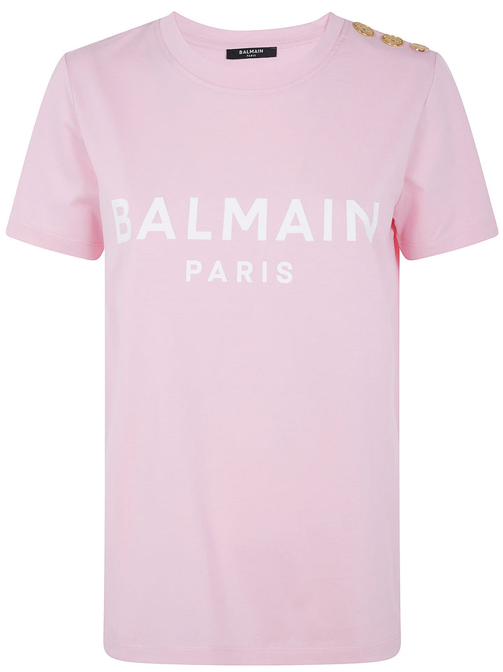 Balmain Women 3 Buttons Balmain Printed T-Shirt