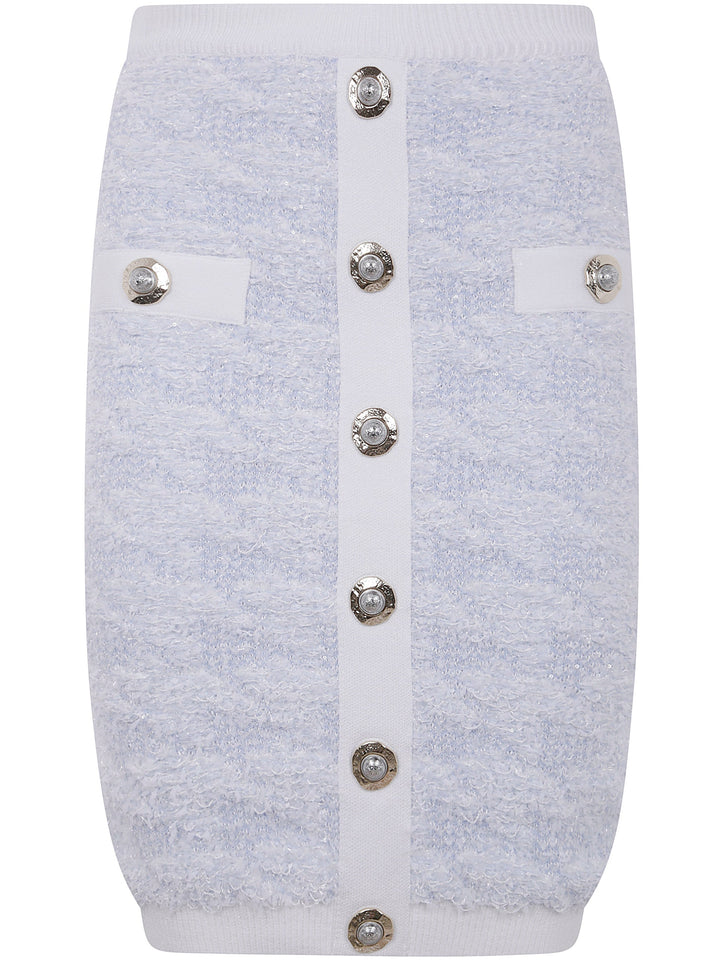 Balmain Women Buttoned Tweed Knee Lenght Skirt