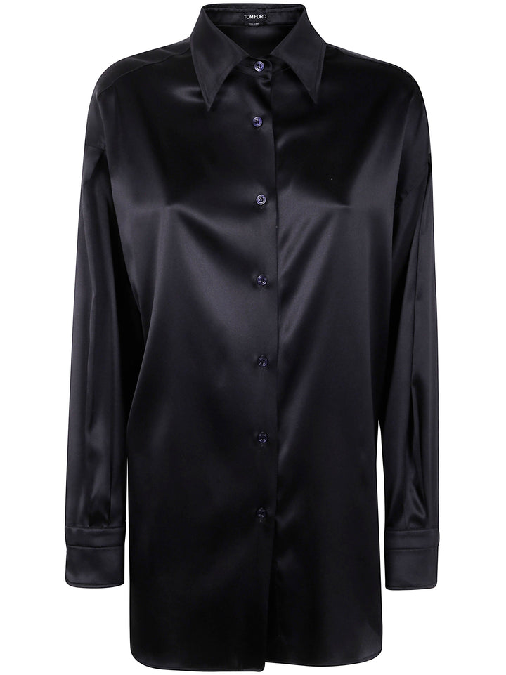 Tom Ford Women Stretch Silk Satin Relaxed Fit Shirt