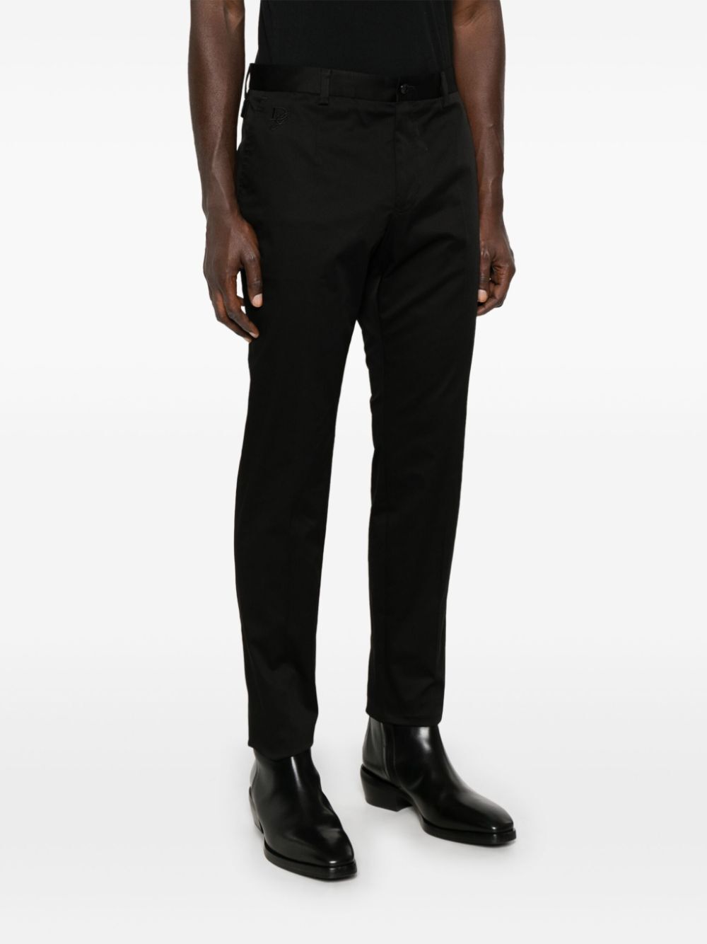 Dolce &amp; Gabbana Men Logo-Embroidered Tapered Leg Cotton Trousers