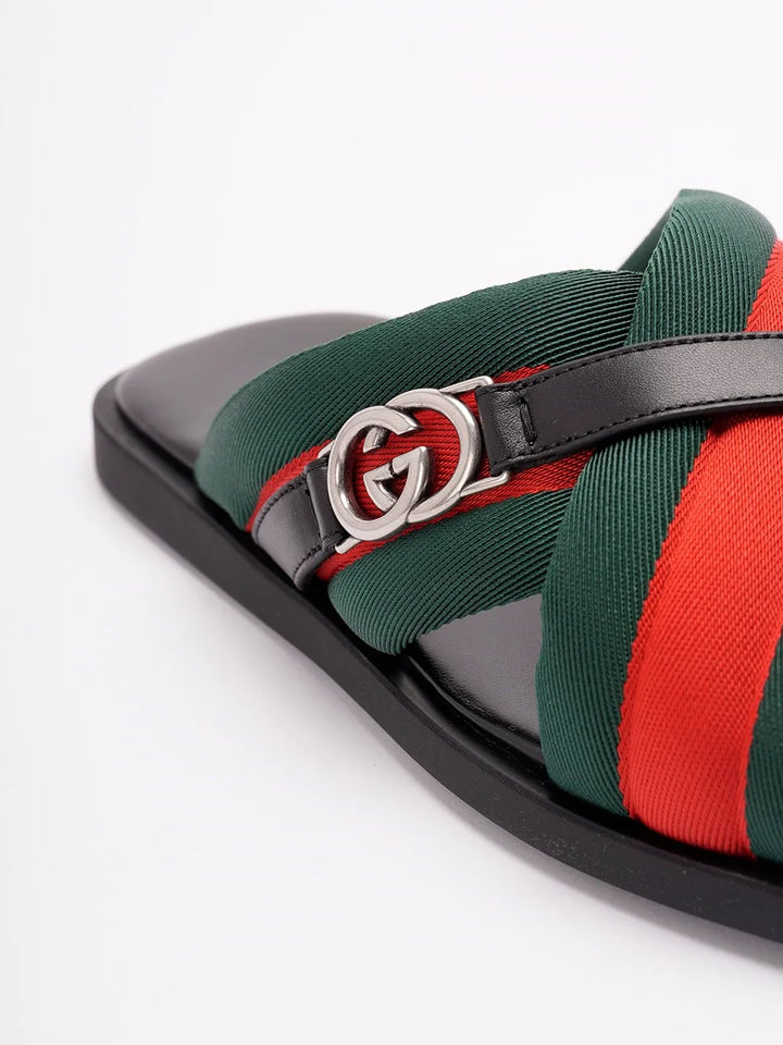 Gucci Men Criss-Cross Sandals With `Web`