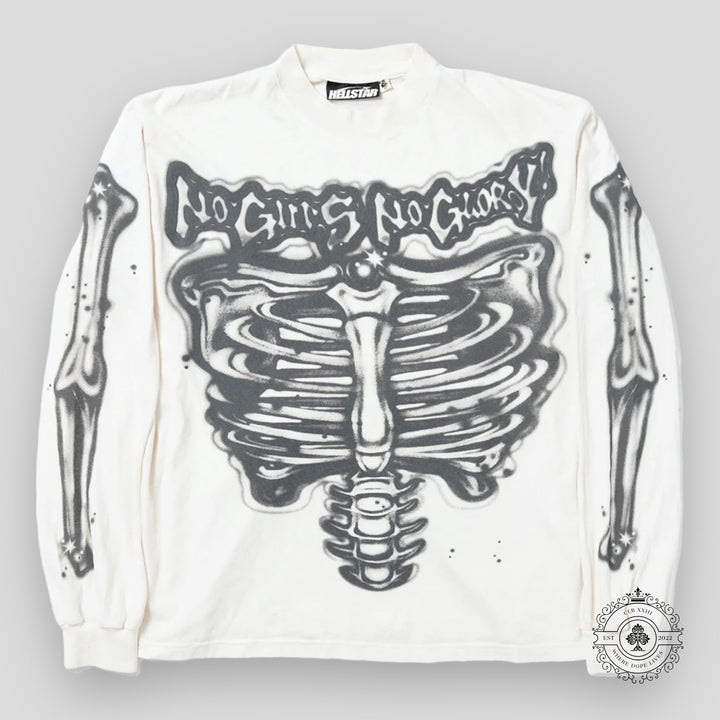 Hellstar Airbrushed Bones Longsleeve in White
