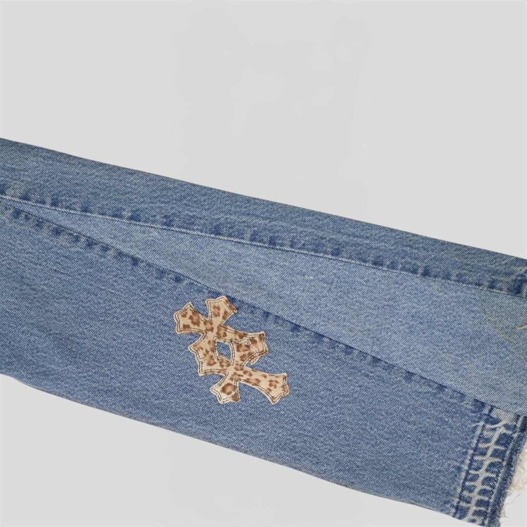 Chrome Hearts X Gallery Dept. Leopard Cross Patch Jeans