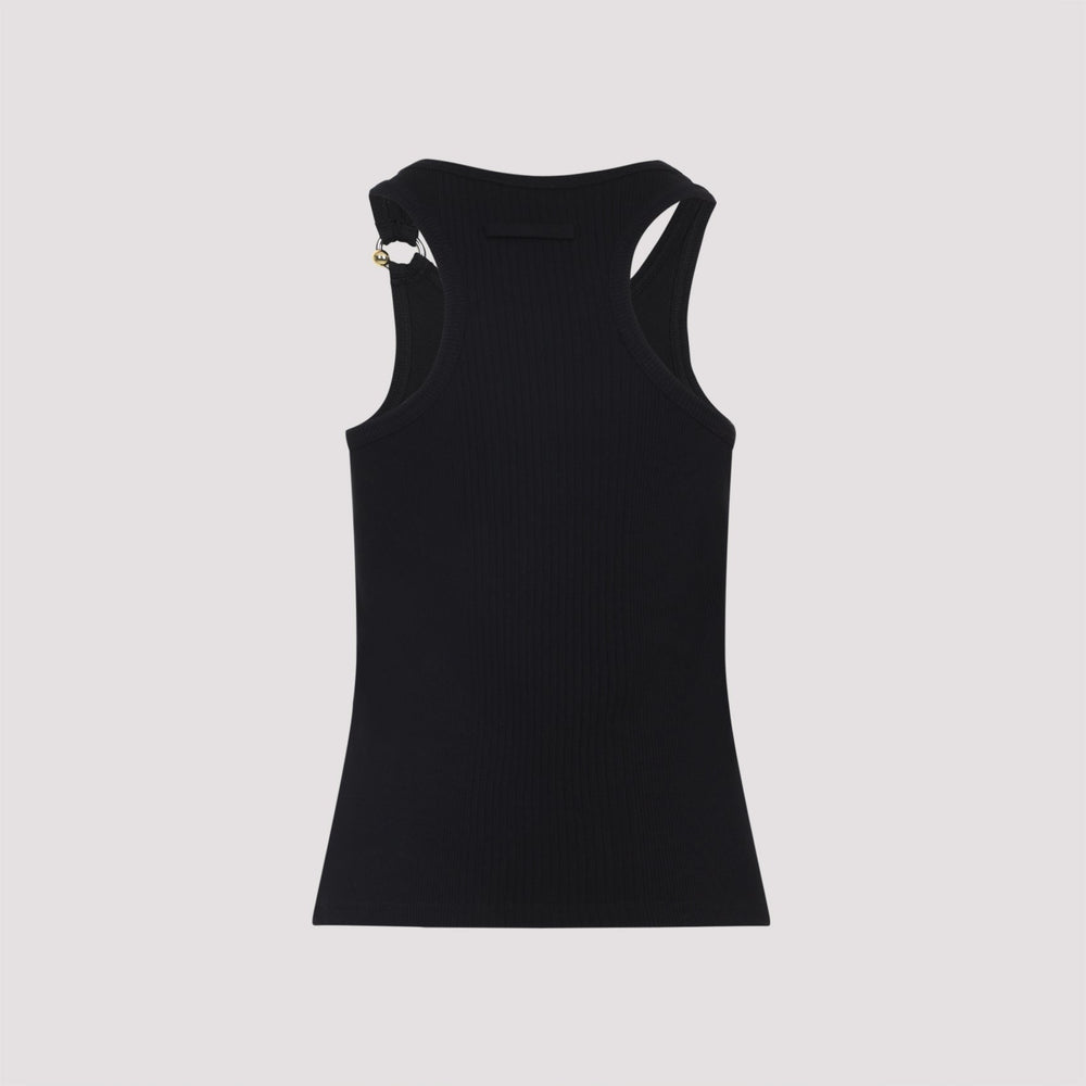 Black tank top on a light gray background