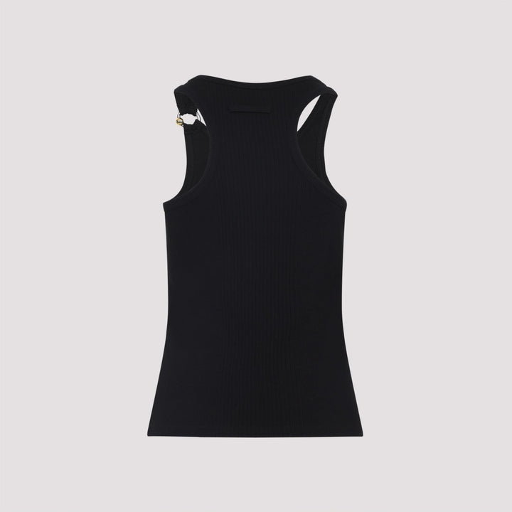 Black tank top on a light gray background