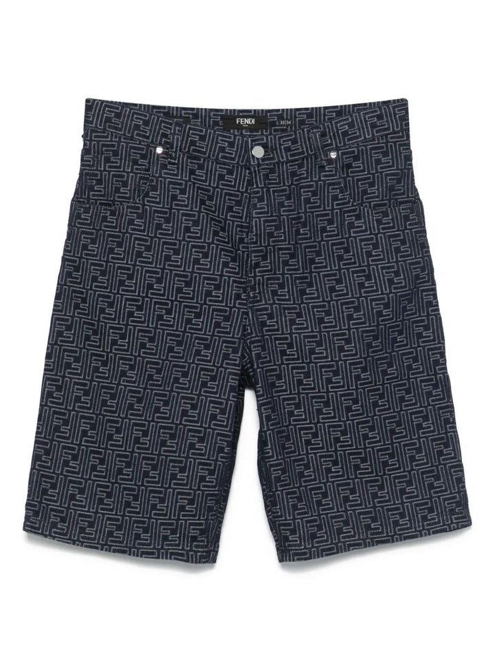 Fendi Men Ff Jacquard Denim Shorts
