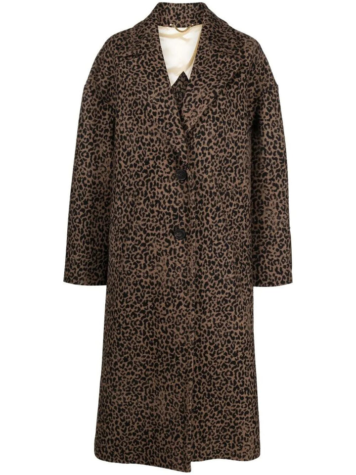 Golden Goose Women Single-Breasted Cocoon Wool Coat With Jacquard Motif