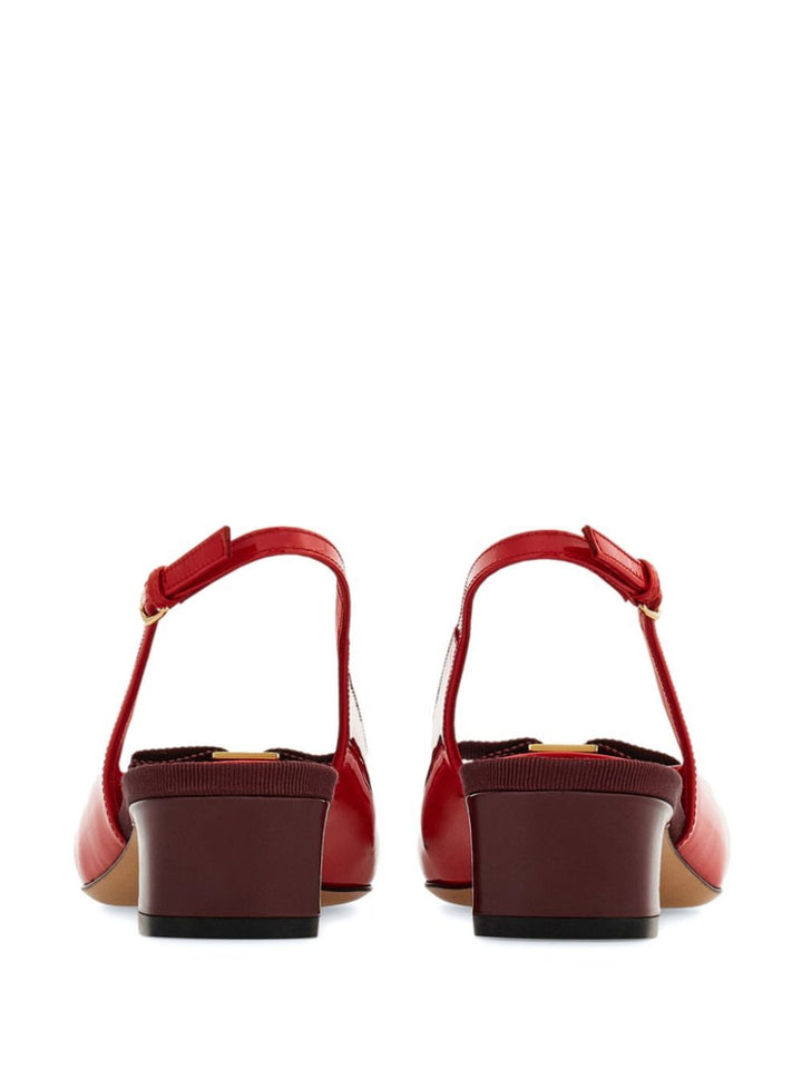 Ferragamo Women Rivada Patent Leather Slingback With Vara Bow