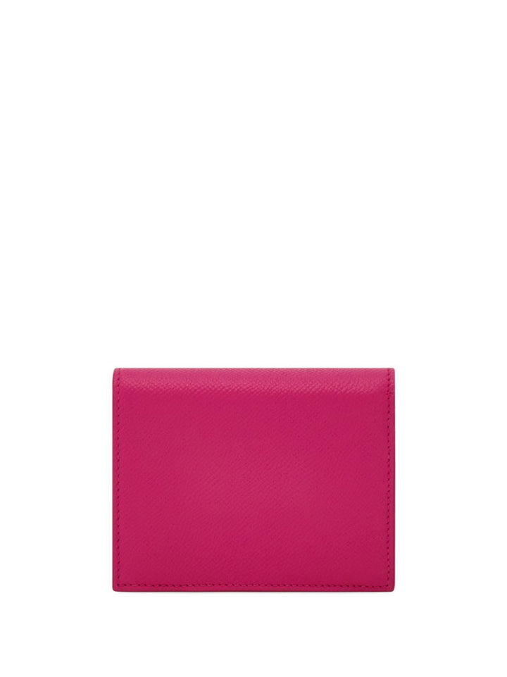 Ferragamo Women Grained Leather Gancini Compact Wallet