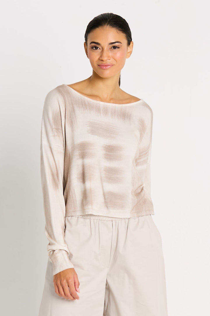 Pima Cotton Paintbrush Sweater - White/Putty