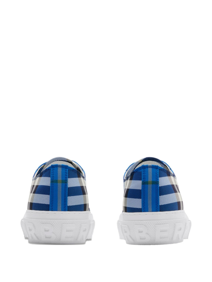 BURBERRY Stylish Cotton Sneakers with Blue Check Pattern for Men