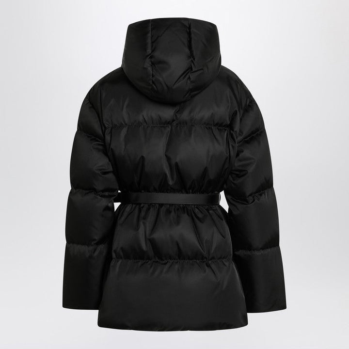 Prada Black Belt Puffer Jacket In Re-Nylon Women