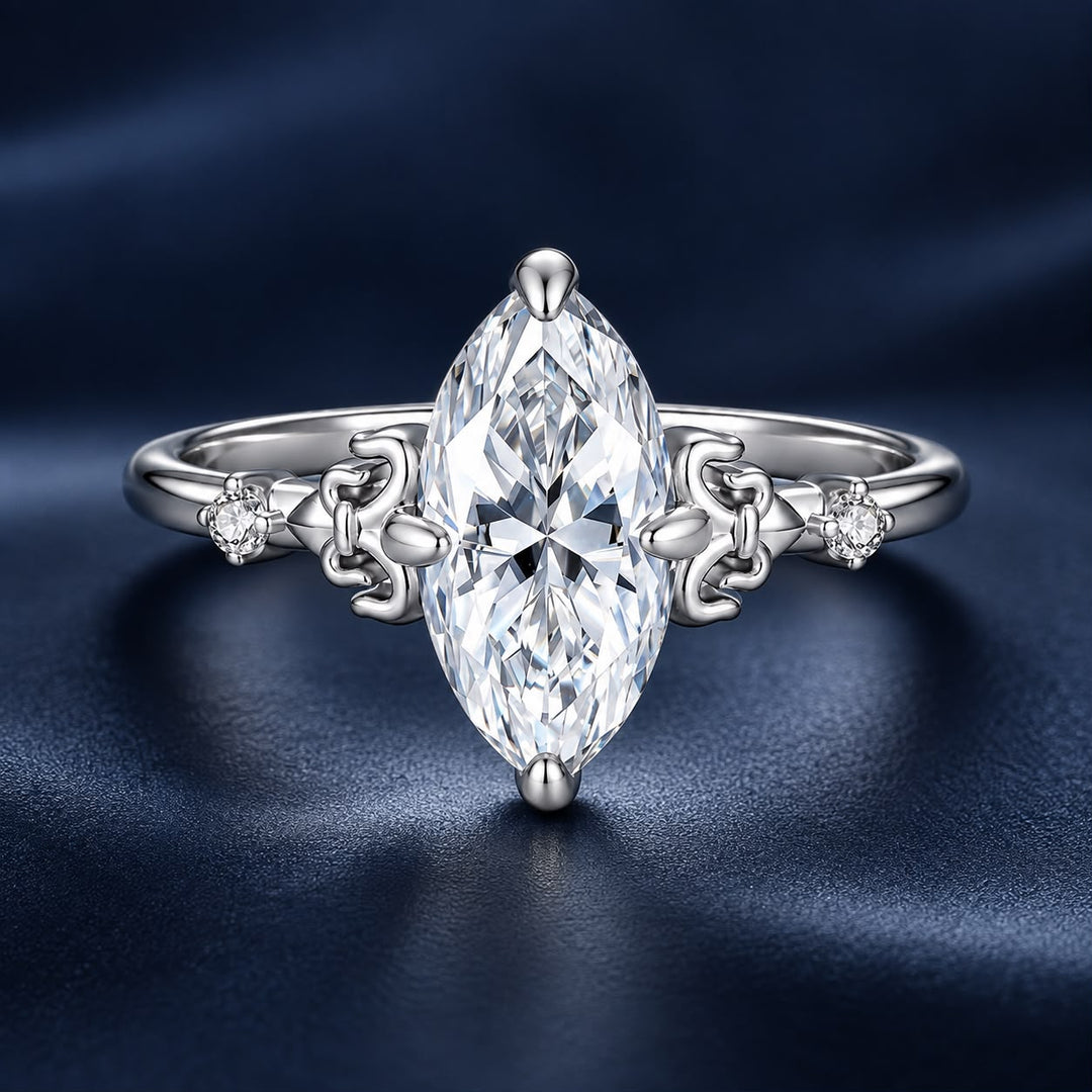 925 Sterling Silver White Gold Plated Moissanite Size 6 Ring for Women