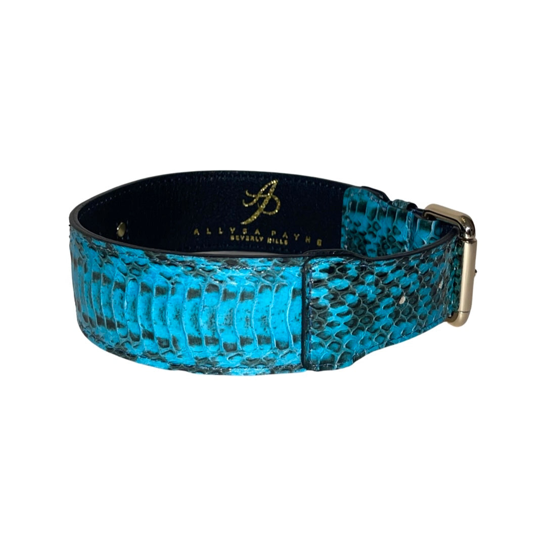Turquoise &amp; Black Classic Snake Collar With Gold Hardware