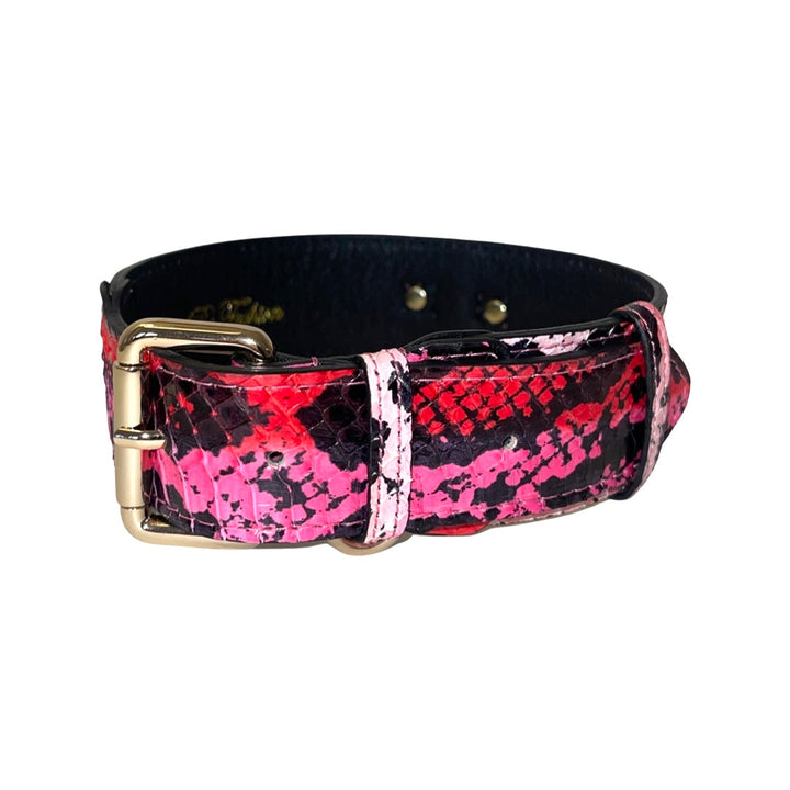 Fuchsia/Light Pink/Red &amp; Black Snake Classic Collar