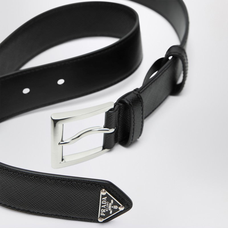 Prada Black Saffiano Belt Men