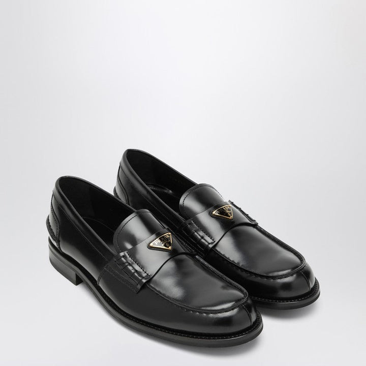 Prada Brushed Leather Moccasins In Black Men
