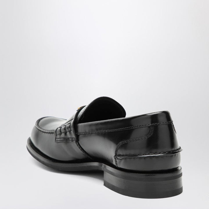 Prada Brushed Leather Moccasins In Black Men