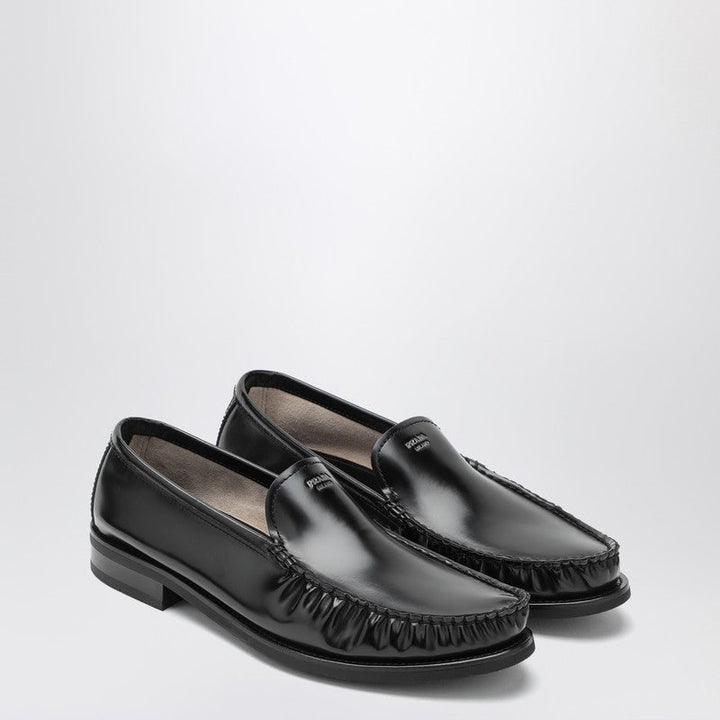 Prada Black Brushed Leather Loafers Men