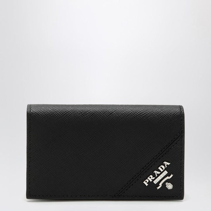 Prada Black Cardholder With Flap In Saffiano Leather Men