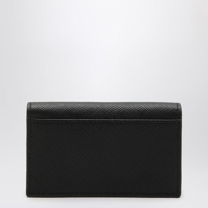 Prada Black Cardholder With Flap In Saffiano Leather Men