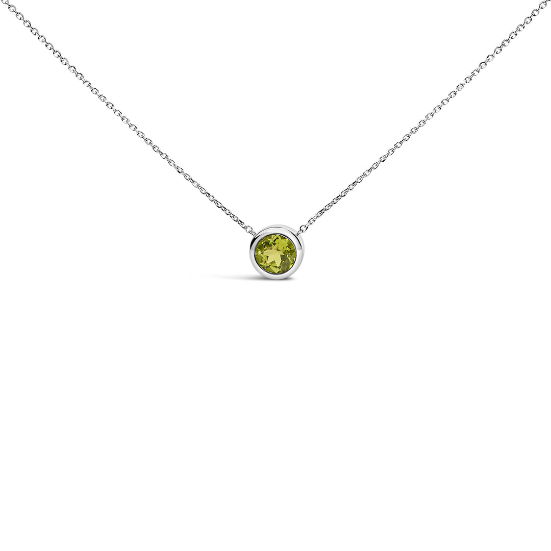 .925 Sterling Silver 7MM Bezel Set Created Purple Amethyst Pendant Necklace - 18" Inches