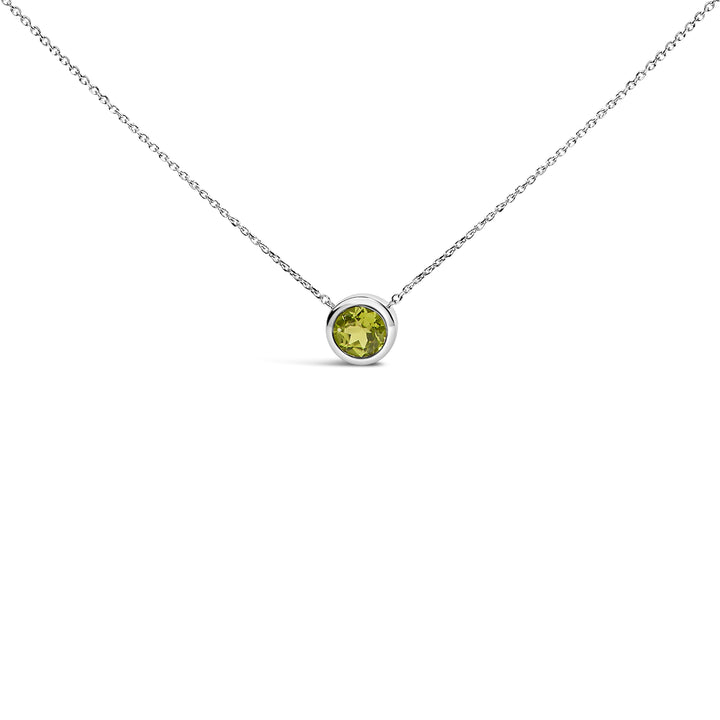 .925 Sterling Silver 7MM Bezel Set Created Purple Amethyst Pendant Necklace - 18" Inches