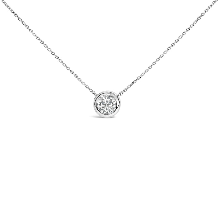 .925 Sterling Silver 7MM Bezel Set Created Purple Amethyst Pendant Necklace - 18" Inches