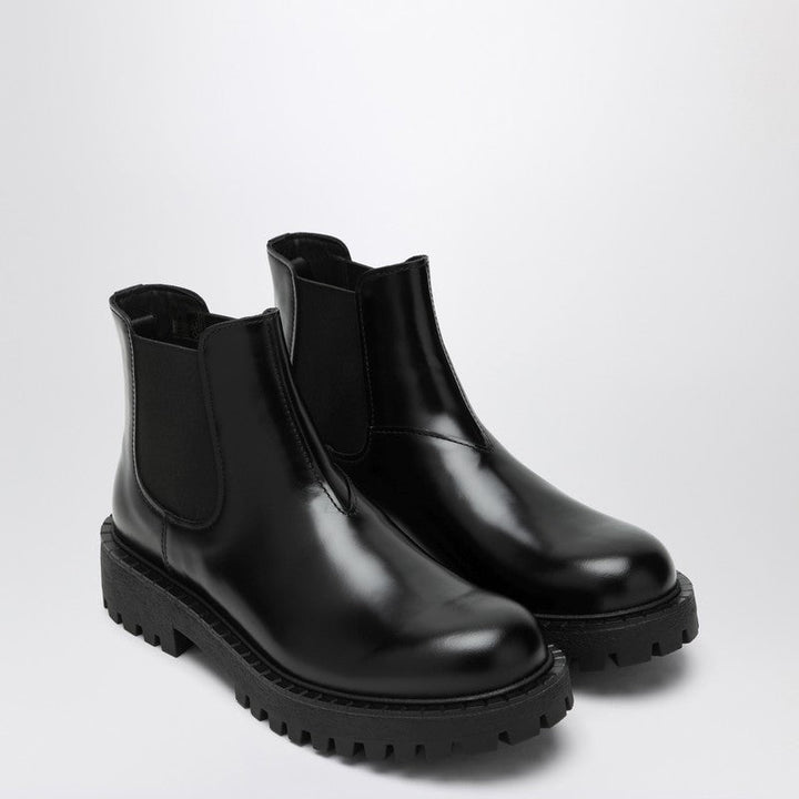 Prada Black Leather Ankle Boot Men