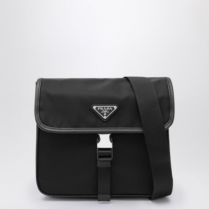 Prada Shoulder Bag In Re-Nylon And Black Saffiano Men