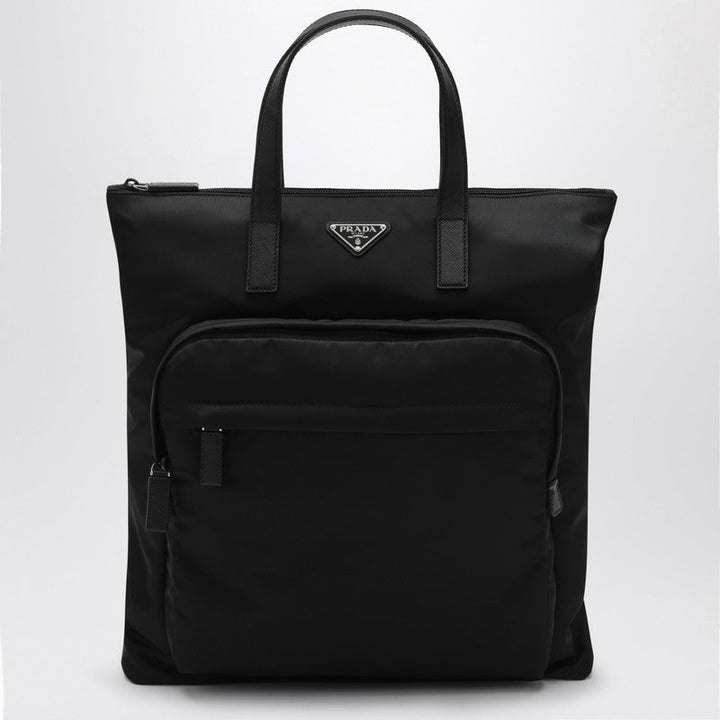 Prada Black Re-Nylon And Saffiano Shopping Bag Men