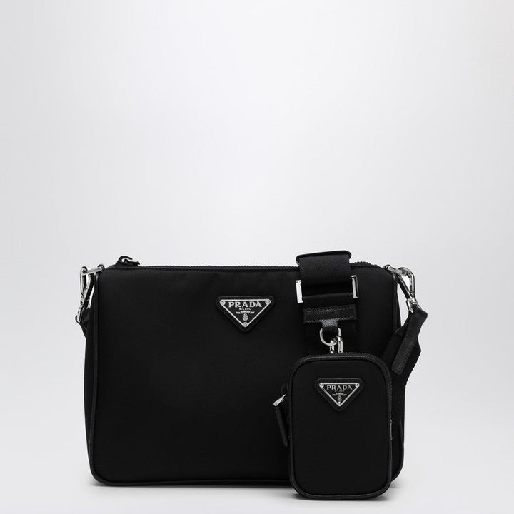 Prada Black Cross-Body Bag In Re-Nylon And Saffiano Leather Men