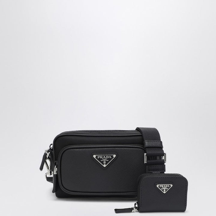 Prada Shoulder Bag In Re-Nylon And Black Saffiano Men