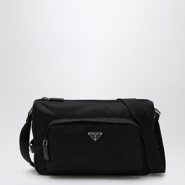 Prada Large Black Crossbody Bag In Re-Nylon And Saffiano Men