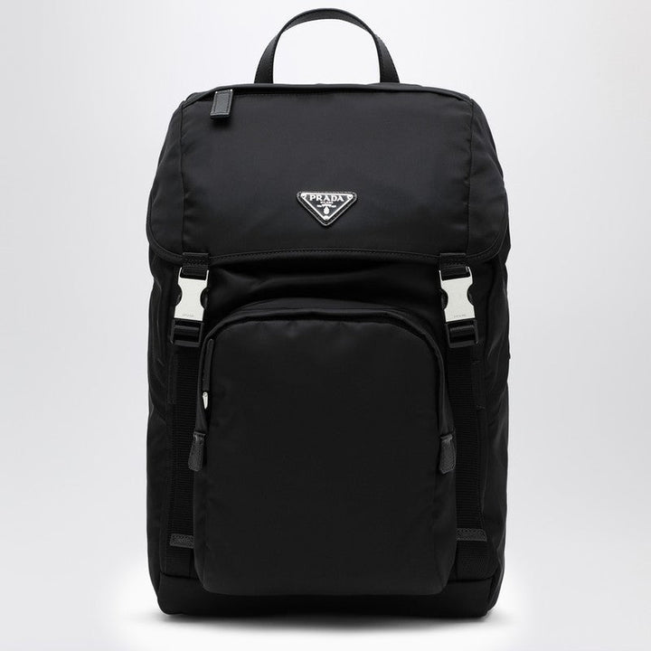 Prada Black Re-Nylon Backpack With Snap Fastener Men