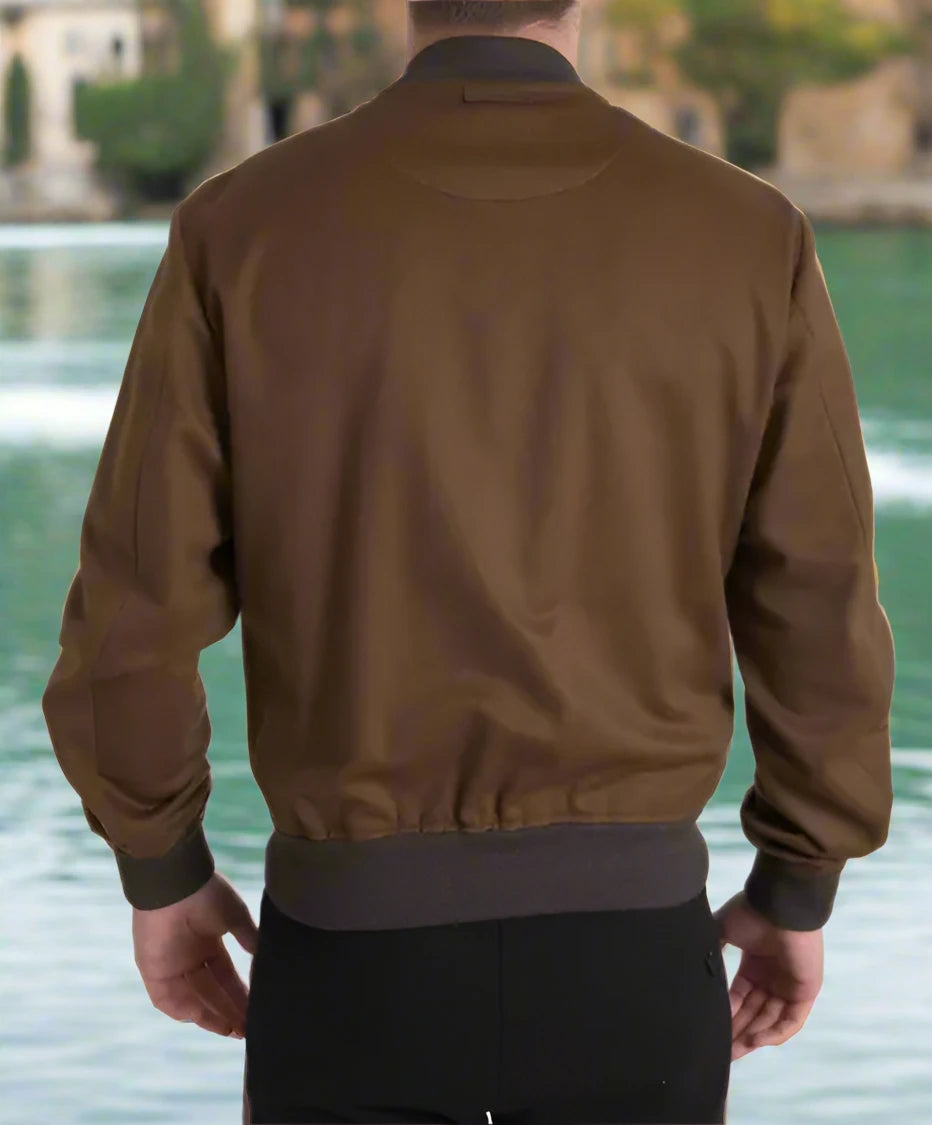Dolce & Gabbana BROWN CASHMERE FULL ZIP BOMBER MEN JACKET