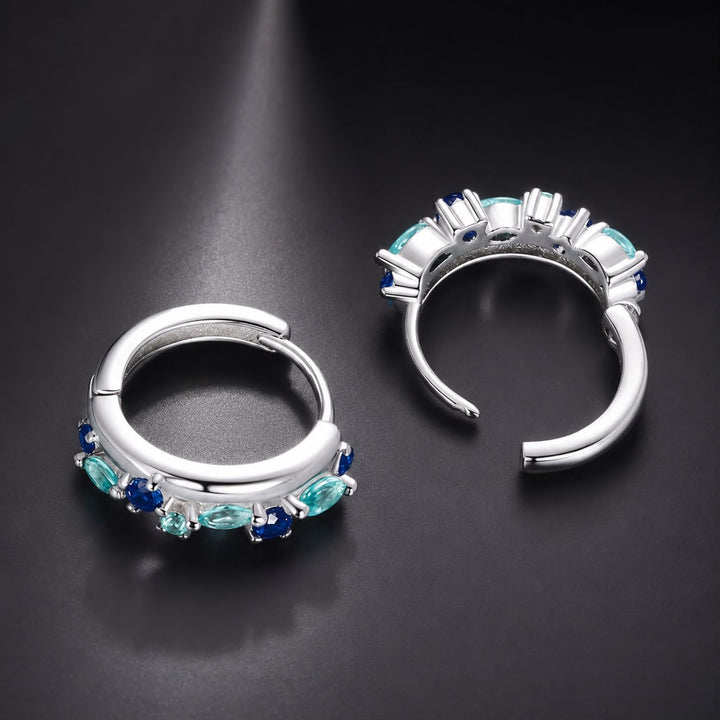 925 Sterling Silver Earrings with Pavé Setting and White Gold Plating for Women