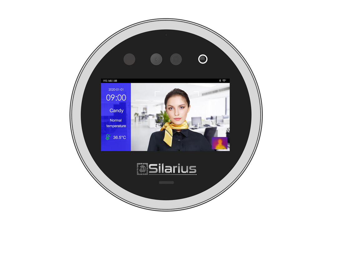 Silarius SIL‐ACCESSTEMP Smart Facial Time Attendance Access Control Terminal with Temperature Measurement , Employee time management Device (NDAA Compliant)